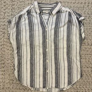 Harper Black and White Cap Sleeve Button Down Shirt